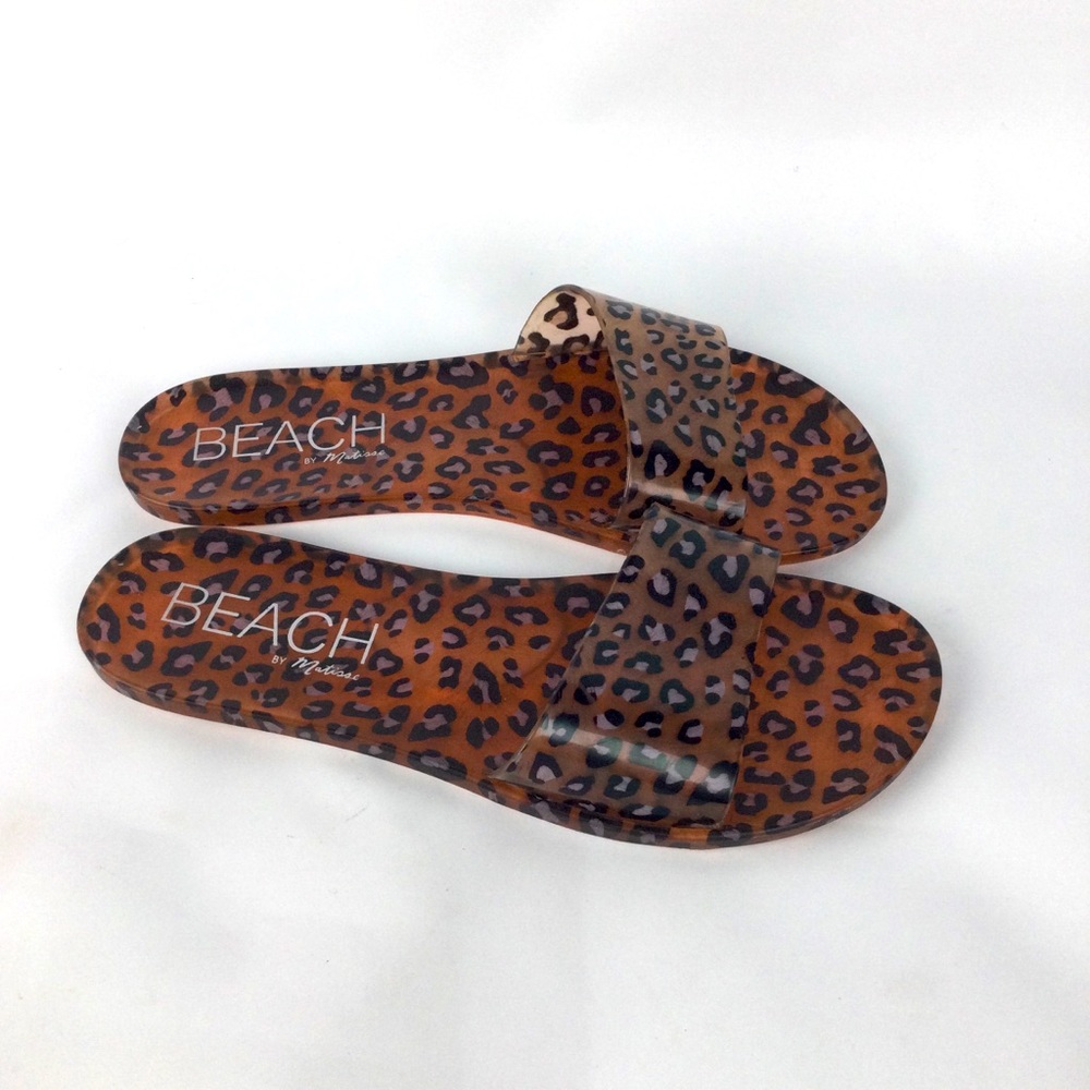 Matisse Beach by Matisse Leopard Jelly Slide‎ Sandals womens size 8